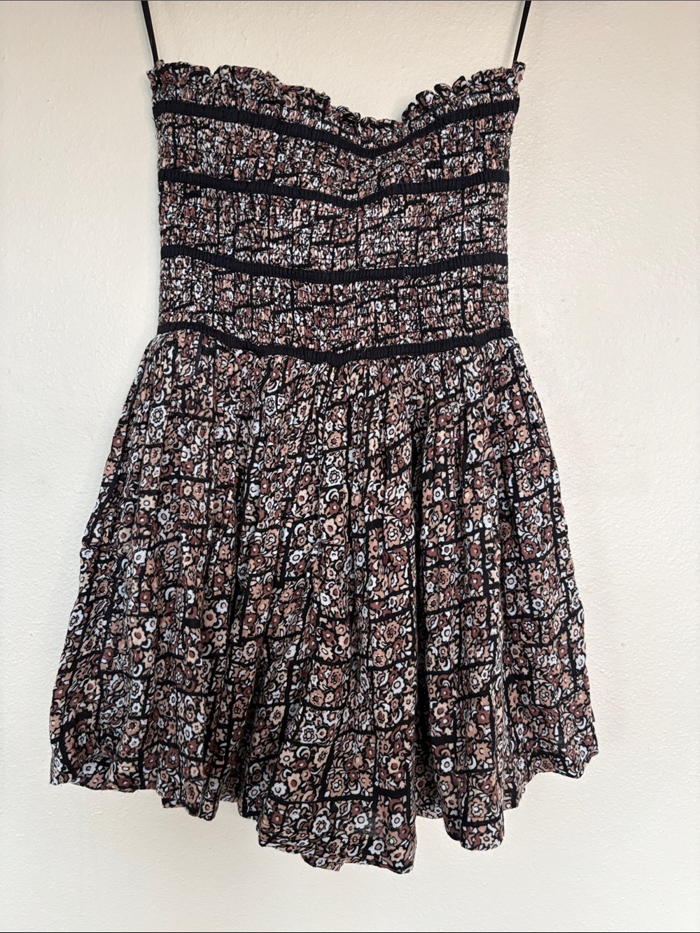 New Free People Bali Checked Out Printed Dress in Black Combo & Ditsy Combo XS - Picture 10 of 10